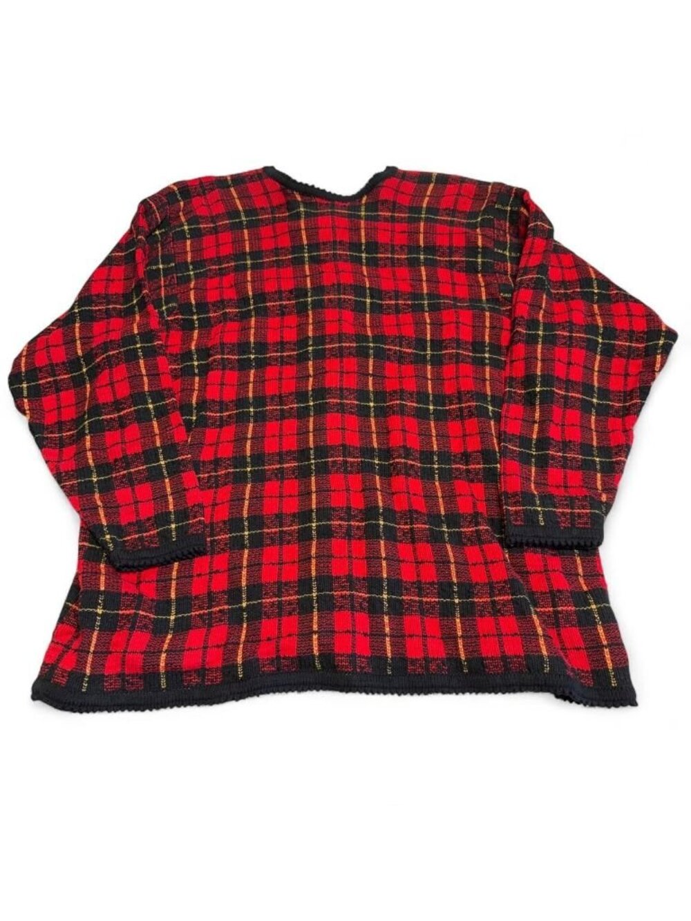 90's Liz Claiborne Red Plaid Button Up Cardigan Sweater Women's Plus 1P Holiday - Picture 3 of 5